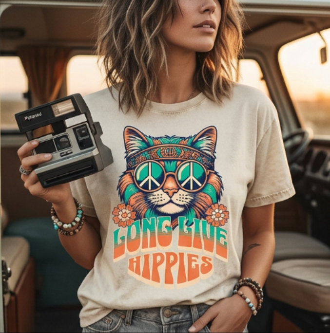 Long Live Hippie | Women Heavy Cotton Graphic T-Shirt image