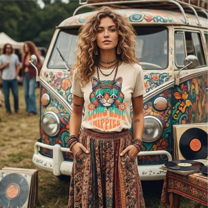 Long Live Hippie | Women Heavy Cotton Graphic T-Shirt image