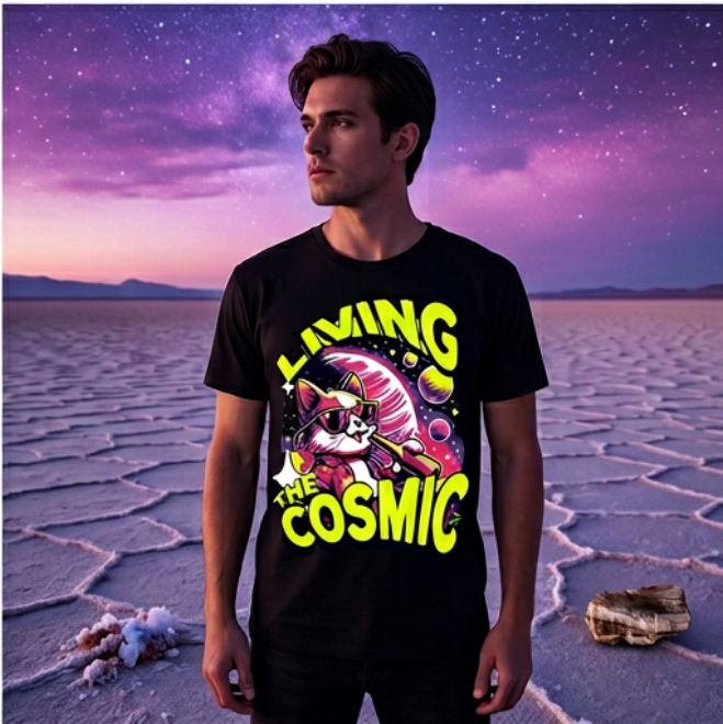 Living the Cosmic | Unisex Heavy Cotton Graphic T-Shirt image