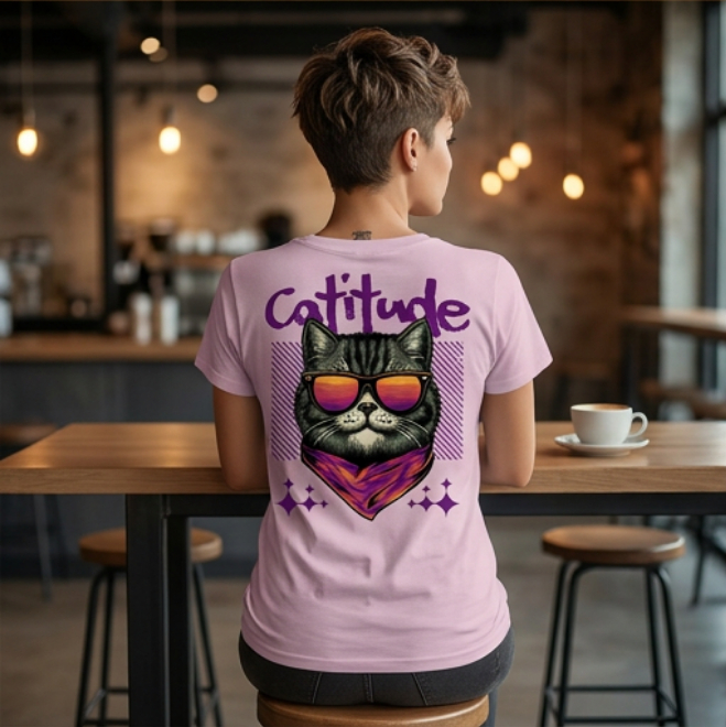 Catitude | Women Heavy Cotton Graphic T-Shirt image