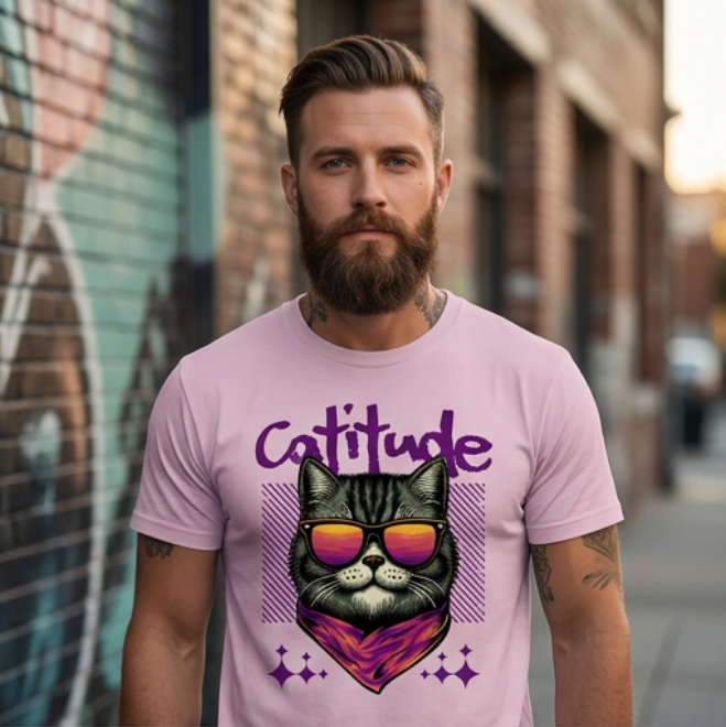 Catitude | Women Heavy Cotton Graphic T-Shirt image