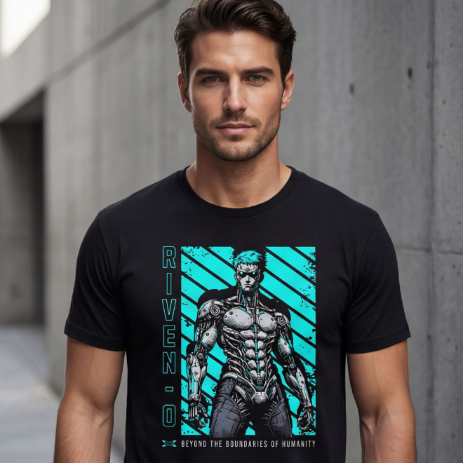 Riven-0 Cyborg: Boundary-Breaker | Unisex Heavy Cotton Graphic T-Shirt image