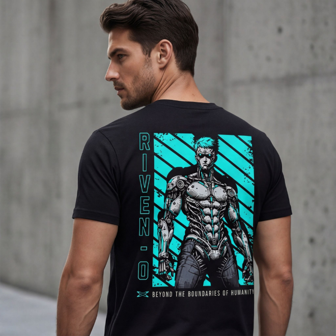 Riven-0 Cyborg: Boundary-Breaker | Unisex Heavy Cotton Graphic T-Shirt image