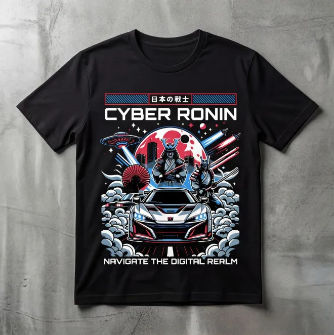 Cyber Ronin: Realm-Navigator | Unisex Heavy Cotton Graphic T-Shirt