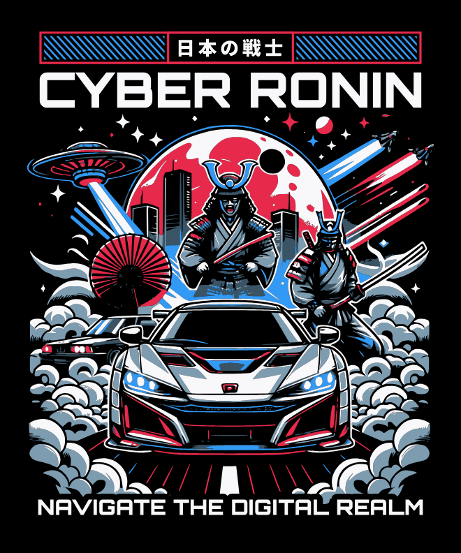Cyber Ronin: Realm-Navigator | Unisex Heavy Cotton Graphic T-Shirt