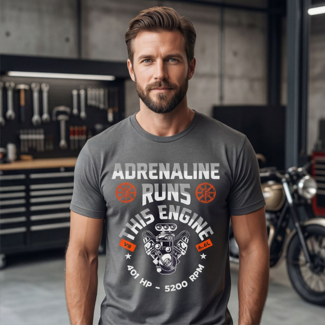 Adrenaline Runs this Engine | Unisex Heavy Cotton Graphic T-Shirt image