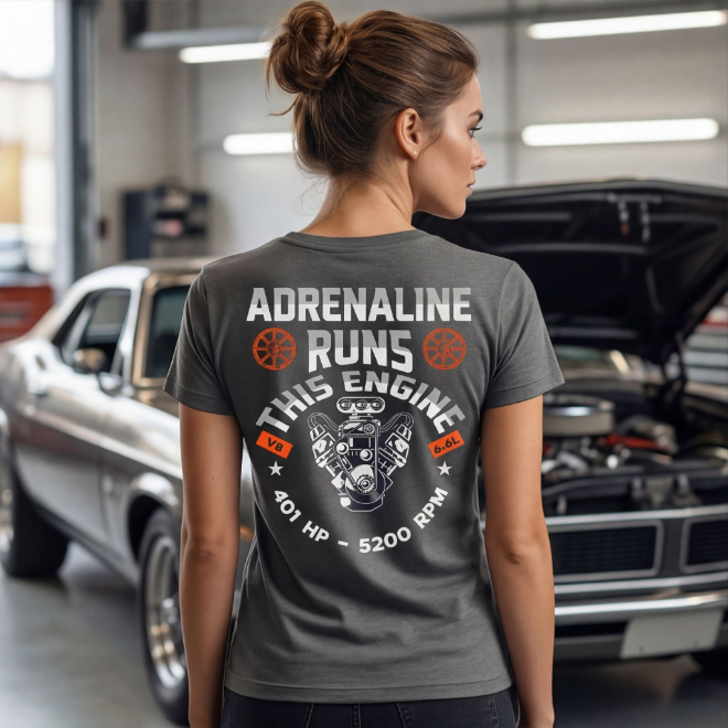 Adrenaline Runs this Engine | Unisex Heavy Cotton Graphic T-Shirt image