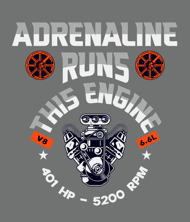 Adrenaline Runs this Engine | Unisex Heavy Cotton Graphic T-Shirt