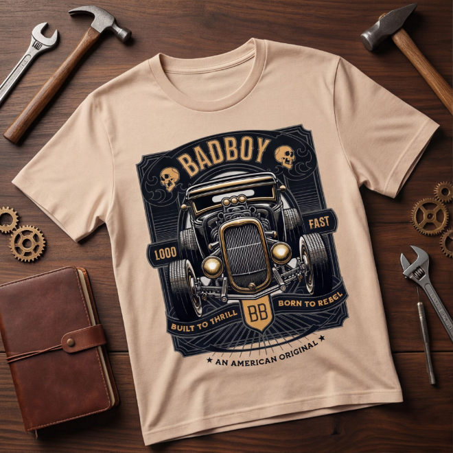 Badboy-Built To Thrill | Unisex Heavy Cotton Graphic T-Shirt image