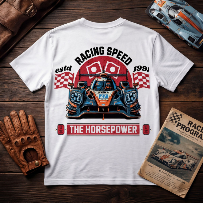 Racing Horsepower | Unisex Heavy Cotton Graphic T-Shirt image
