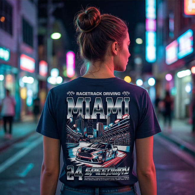 Miami 24 Speedway | Unisex Heavy Cotton Graphic T-Shirt image