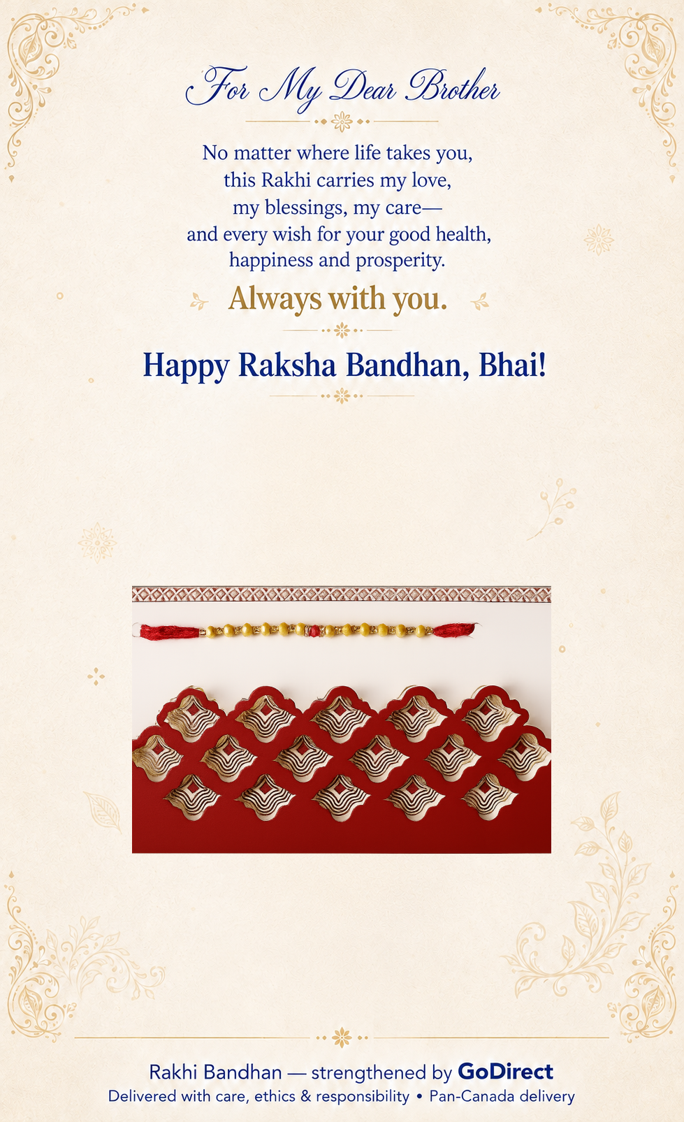 Yellow Beads Rakhi with Decorative Envelope image
