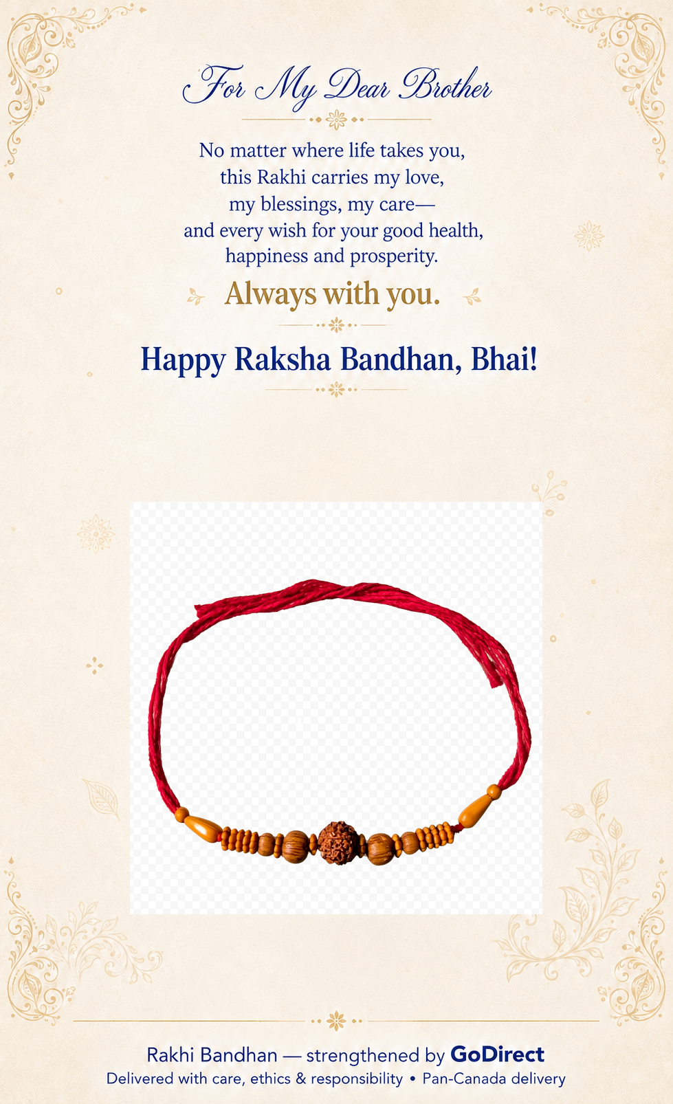 Rudraksha Dhaga Rakhi With Wooden Beads image