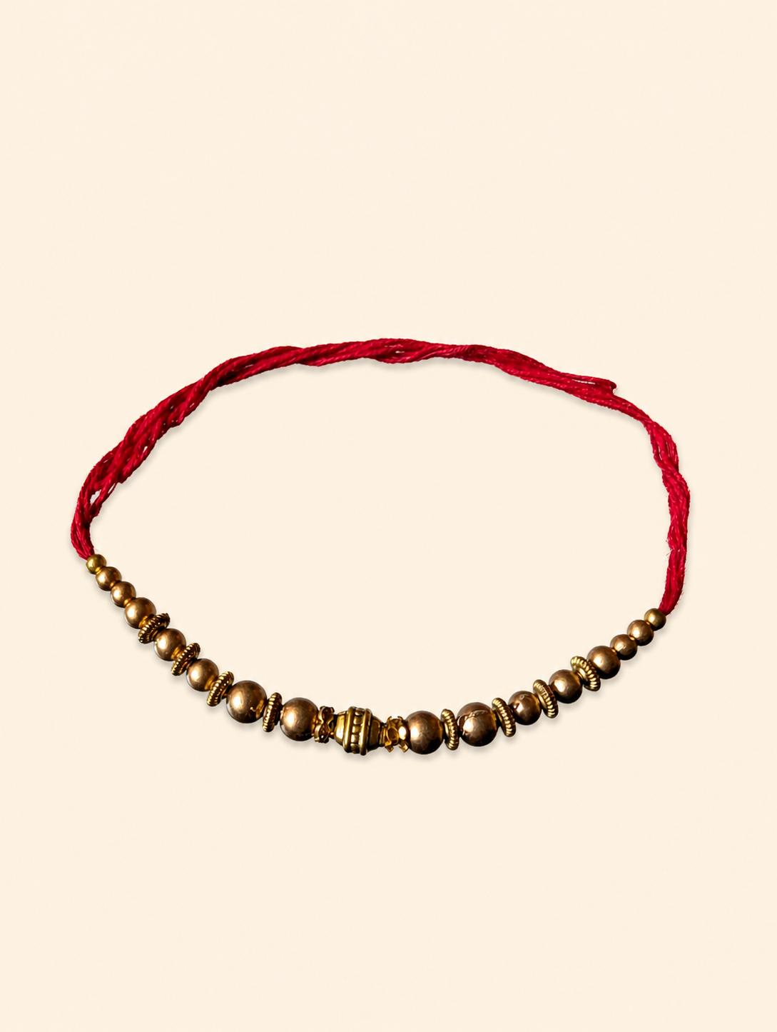 Brass Beads Dhaga Rakhi with Red Thread