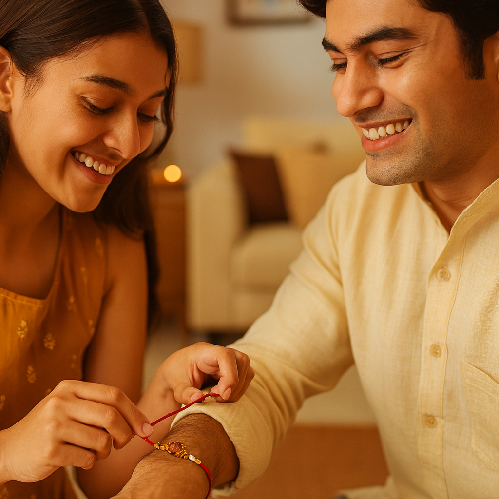Rudraksha Dhaga Rakhi with Red Thread image