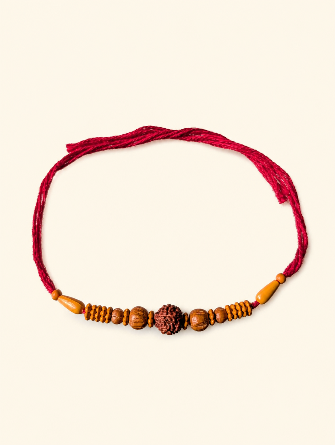 Rudraksha Dhaga Rakhi With Wooden Beads