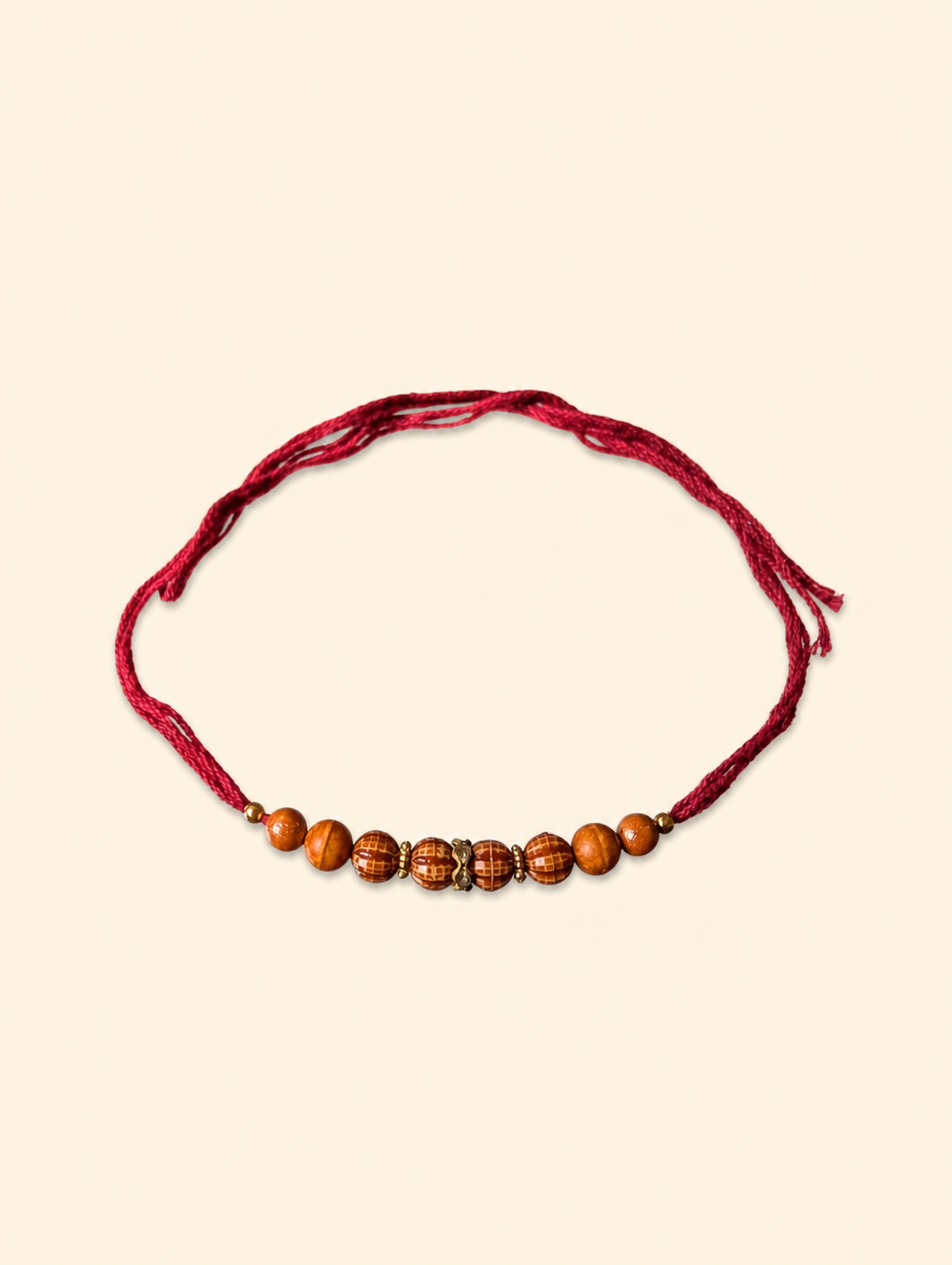 Sandalwood Beads Dhaga Rakhi with Red Thread
