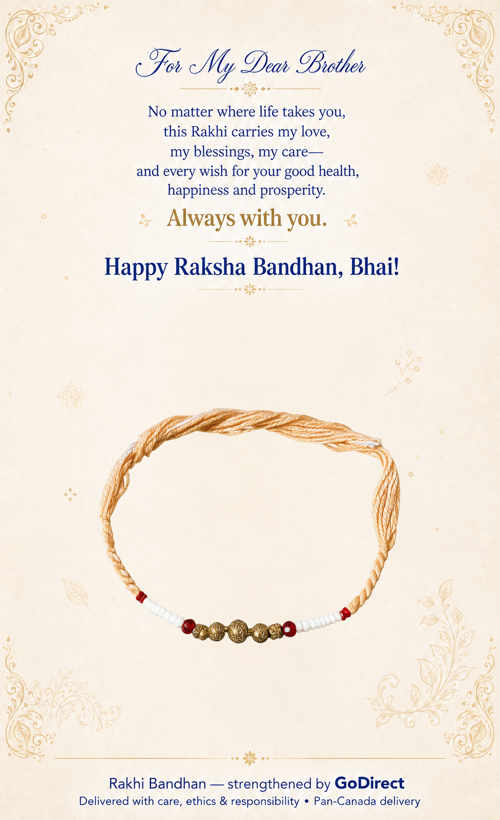 Dhaga Rakhi with Gold and Red Beads image