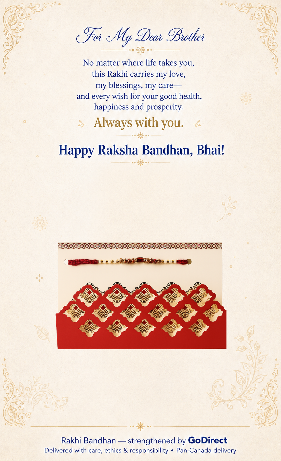 Ruby Red Beads Rakhi with Decorative Envelope image