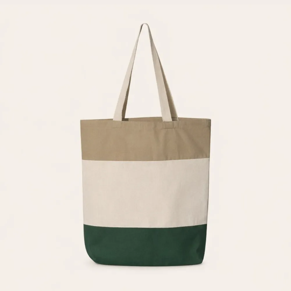 Cotton Canvas Tri Color Tote Bag