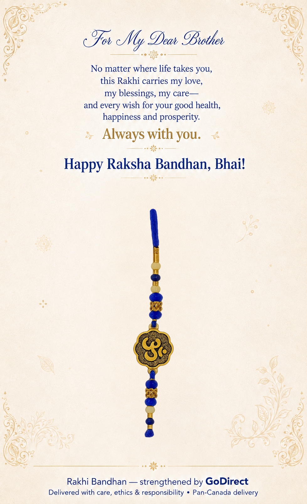 Blue Beaded Rakhi With Om Symbol image