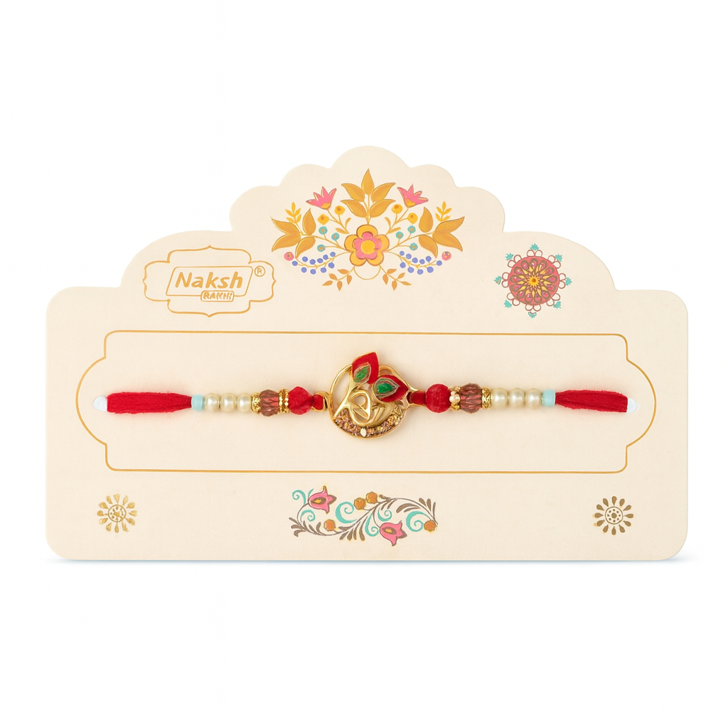Decorative Om Symbol Rakhi with Beads