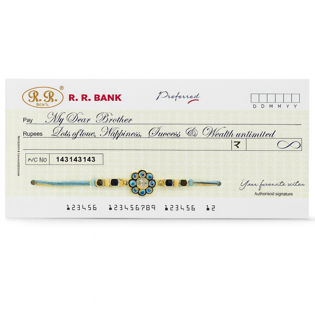 Cheque Themed Rakhi with Floral Motif