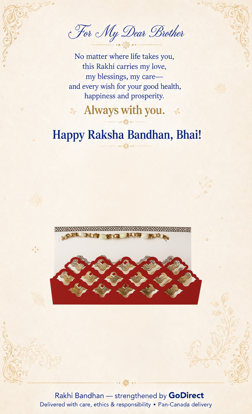 Ivory Gold Beads Rakhi with Decorative Red Envelope image