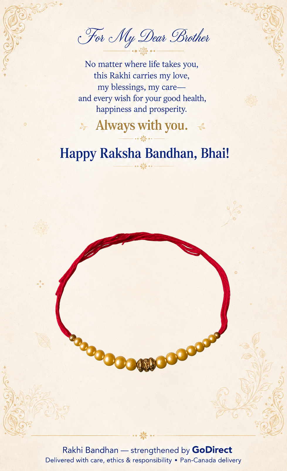 Pearl Beads Dhaga Rakhi with Red Thread image
