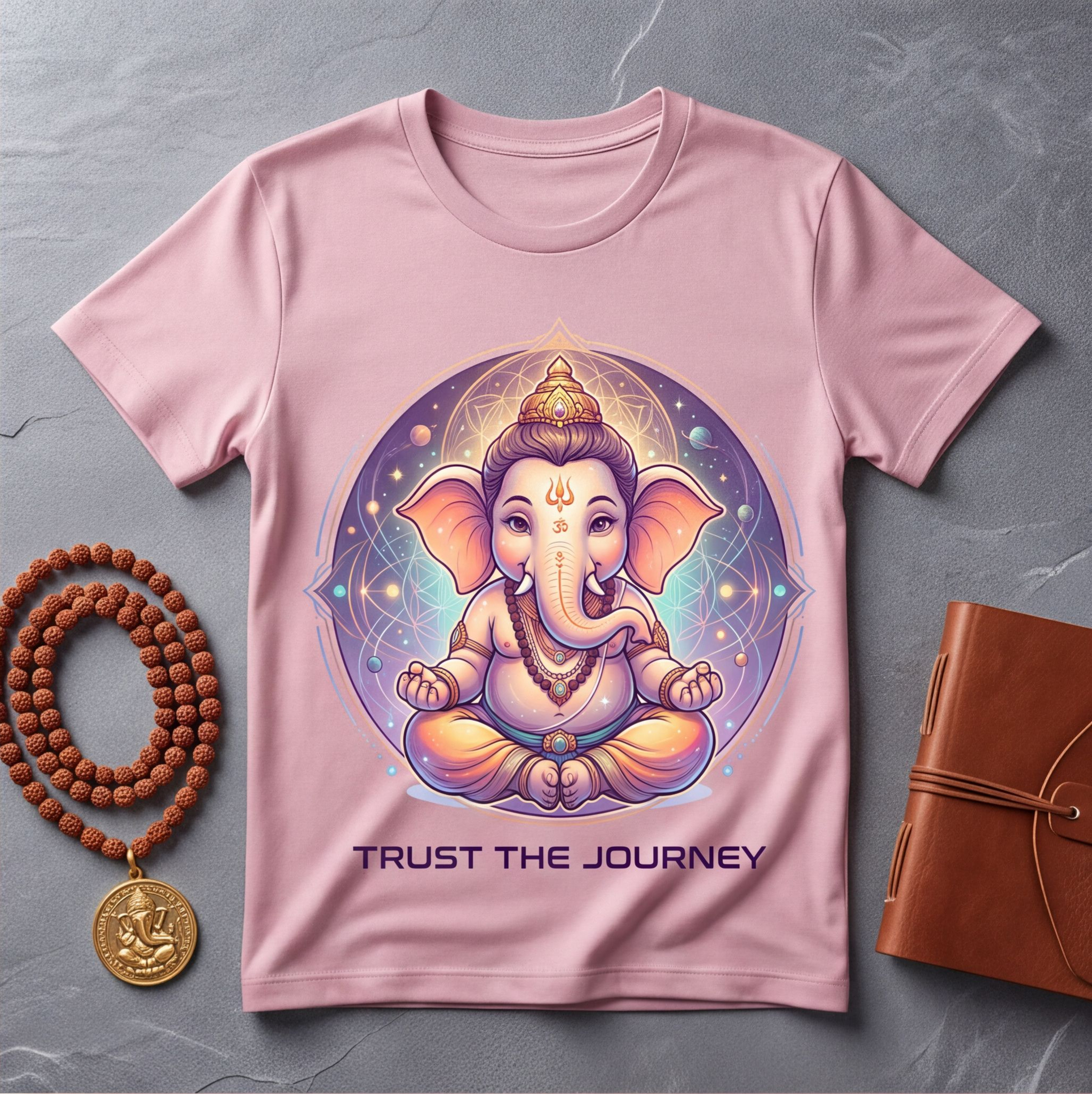 Pink Cotton T-Shirt with Lord Ganesha Print