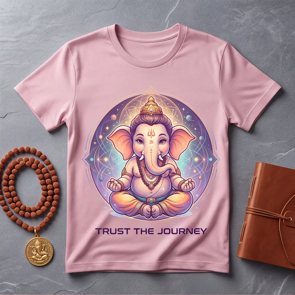 Pink Cotton T-Shirt with Lord Ganesha Print
