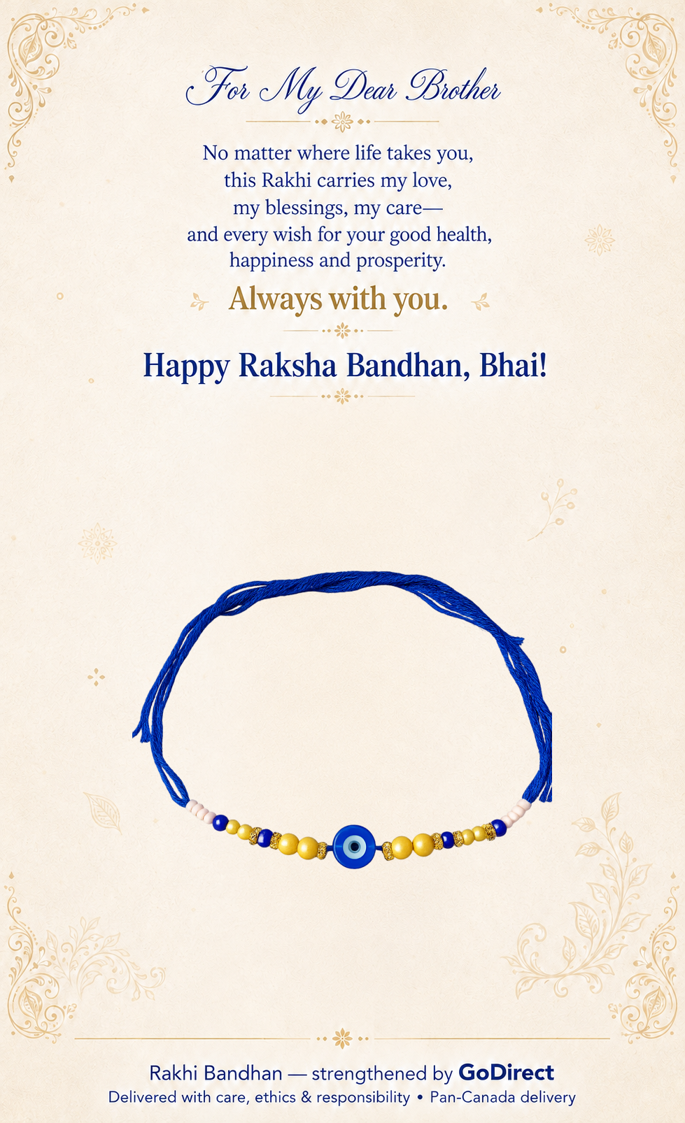 Evil Eye Dhaga Rakhi with Gold Beads image