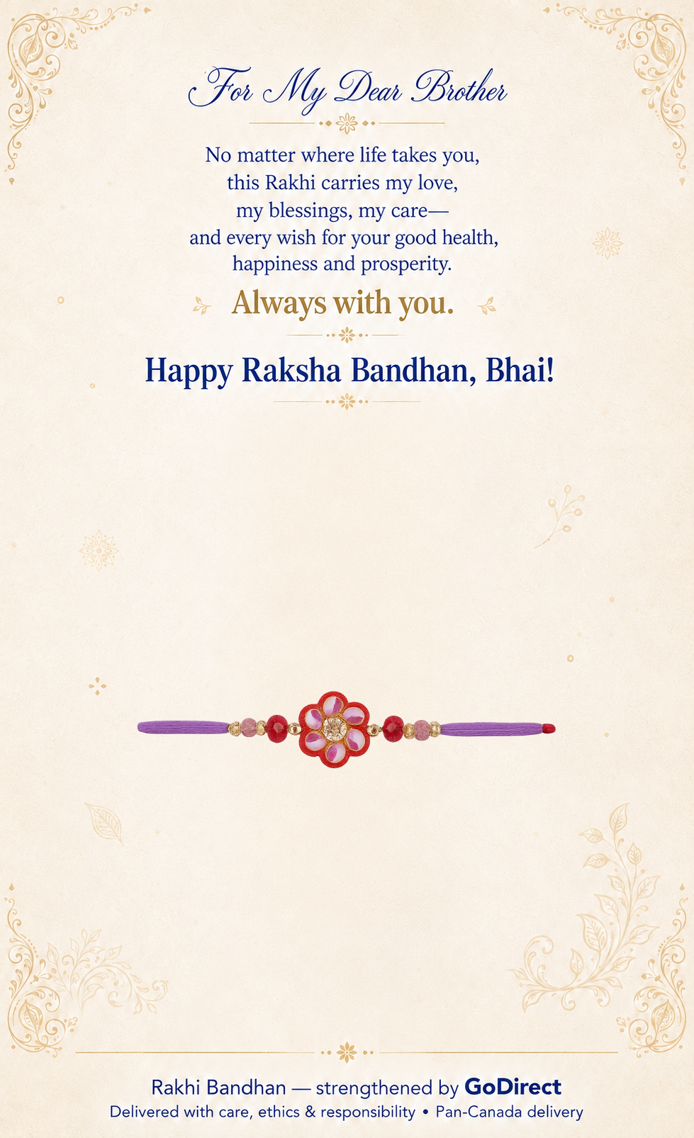 Cheque Themed Rakhi with Floral Motif image