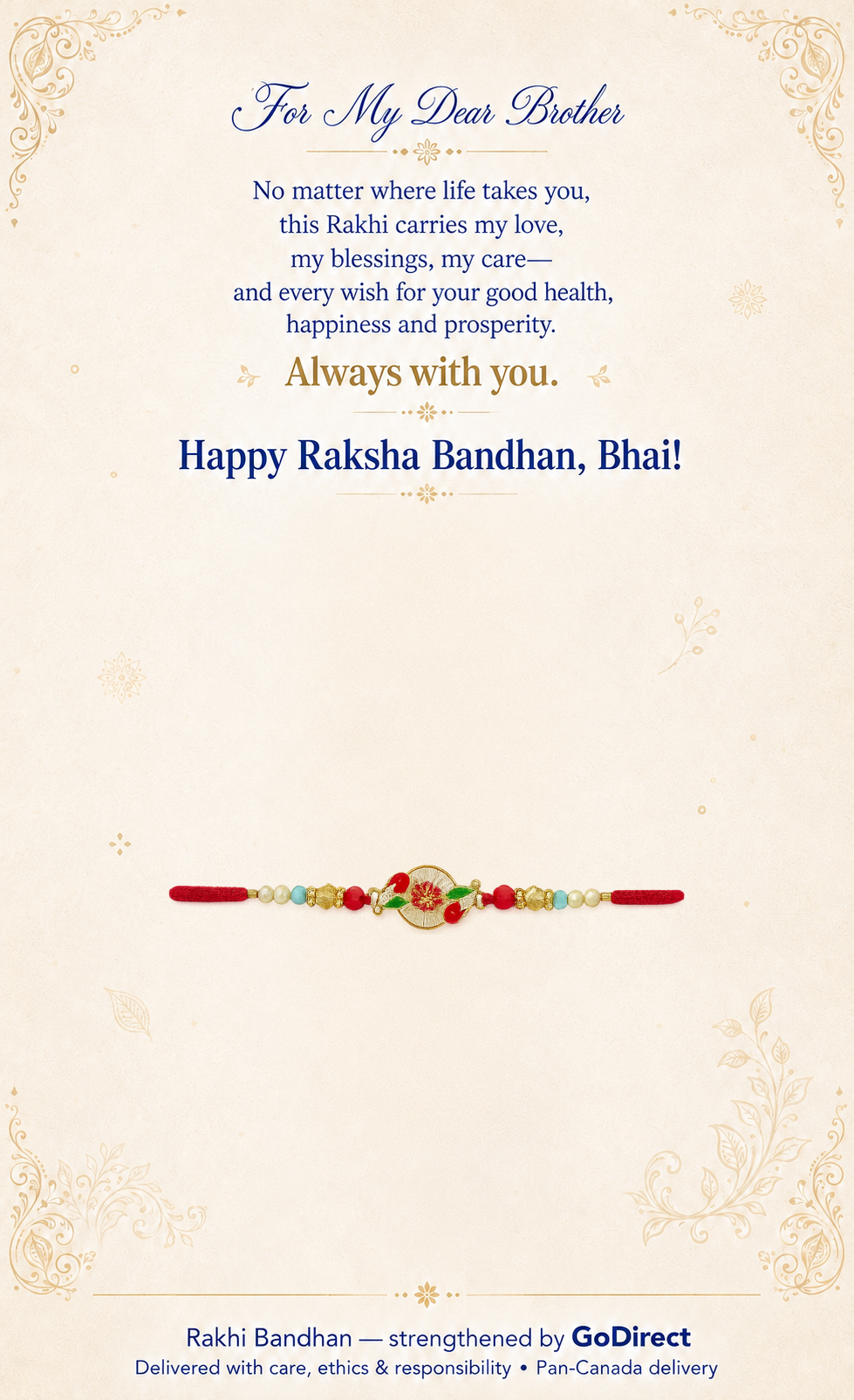Traditional Decorative Rakhi with Green Beads image