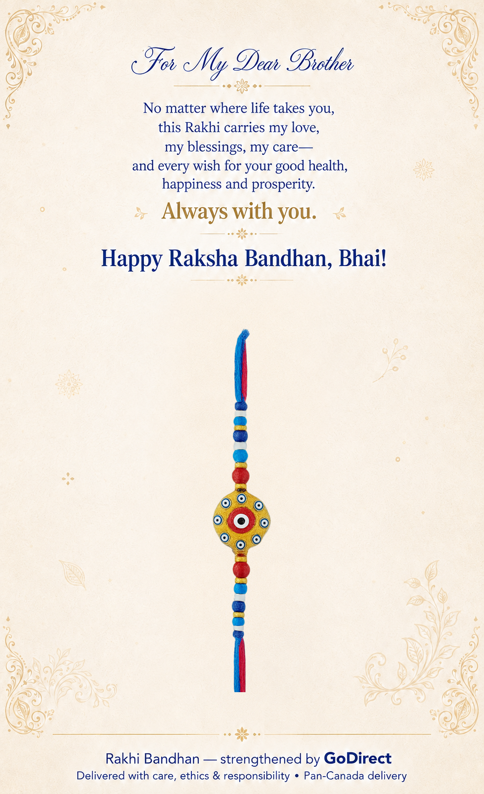 Cheque Themed Rakhi with Evil Eye image