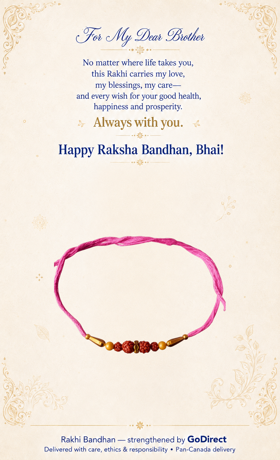 Rudraksha Dhaga Rakhi with Pink Thread image