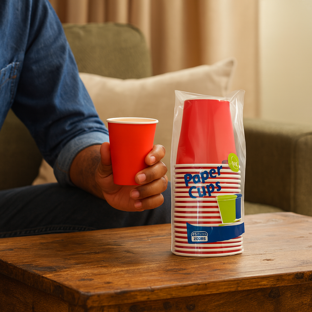 Disposable Red Paper Cups 250ml image