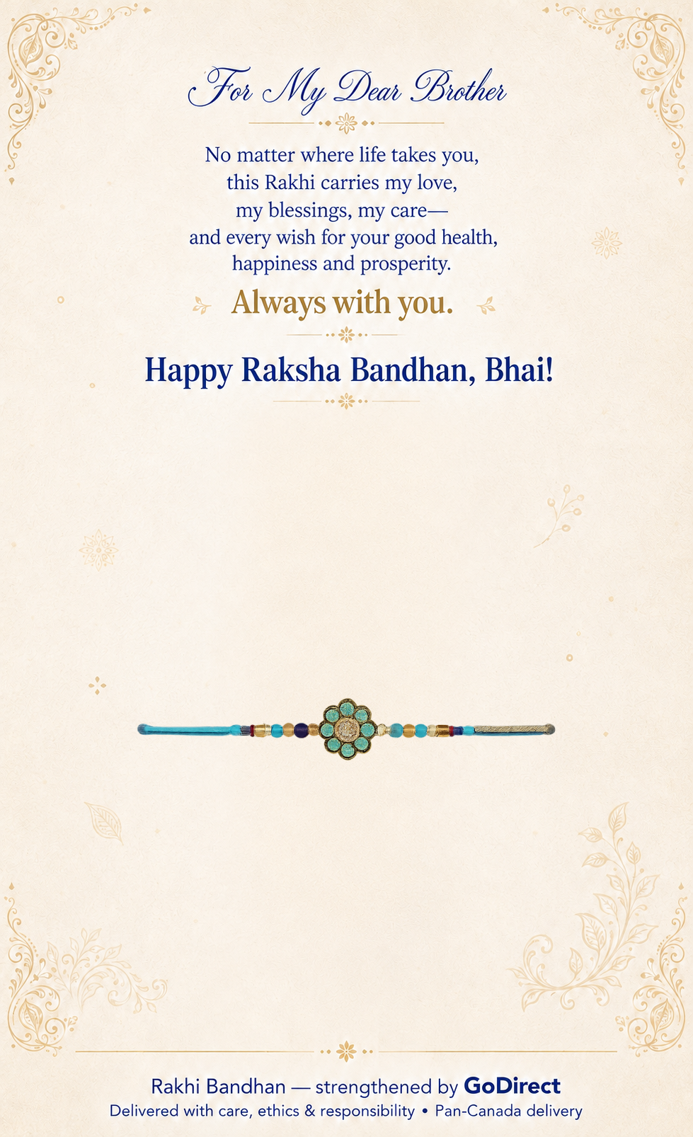 Cheque Themed Rakhi with Floral Motif image