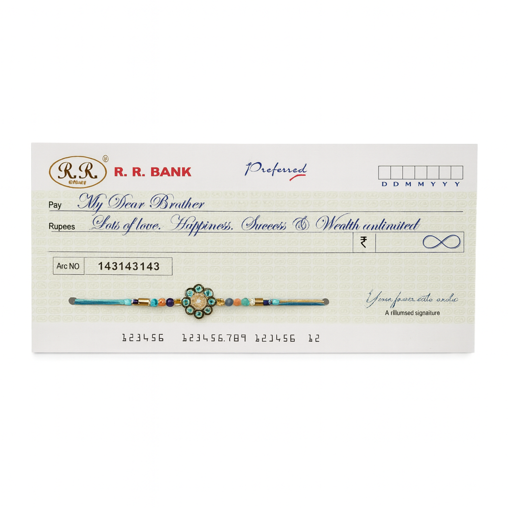 Cheque Themed Rakhi with Floral Motif