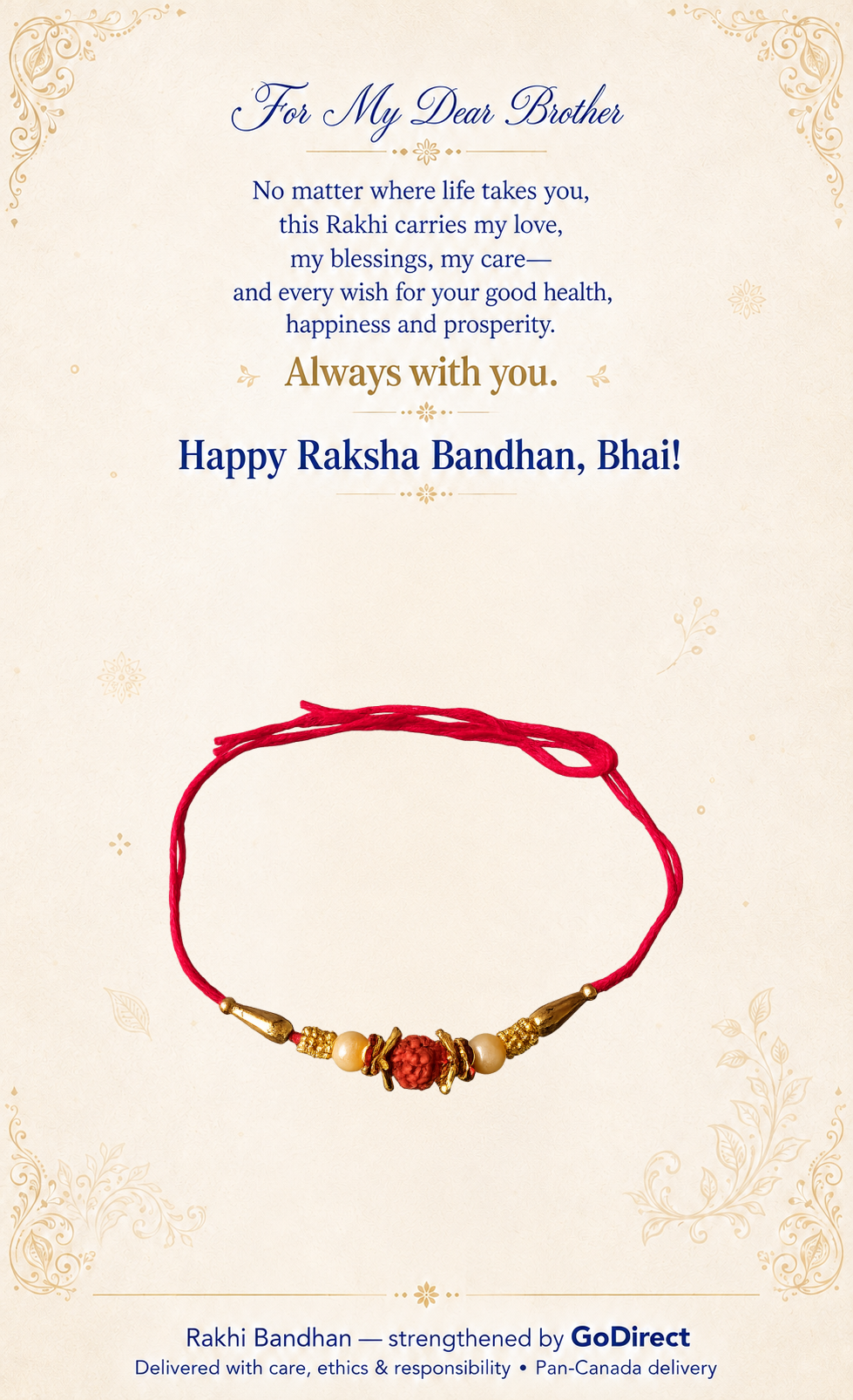 Rudraksha Dhaga Rakhi with Red Thread image