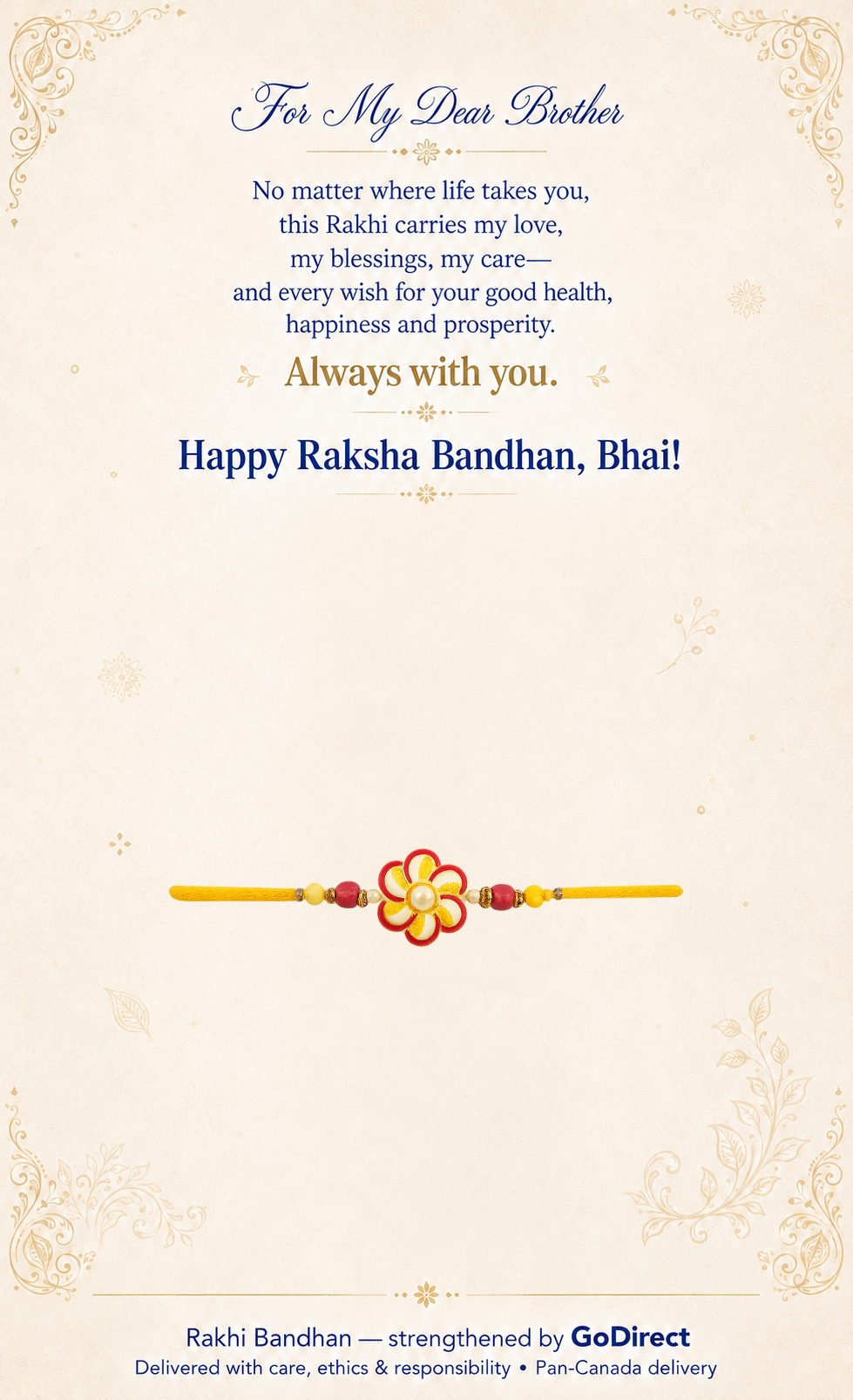 Cheque Themed Rakhi with Floral Motif image