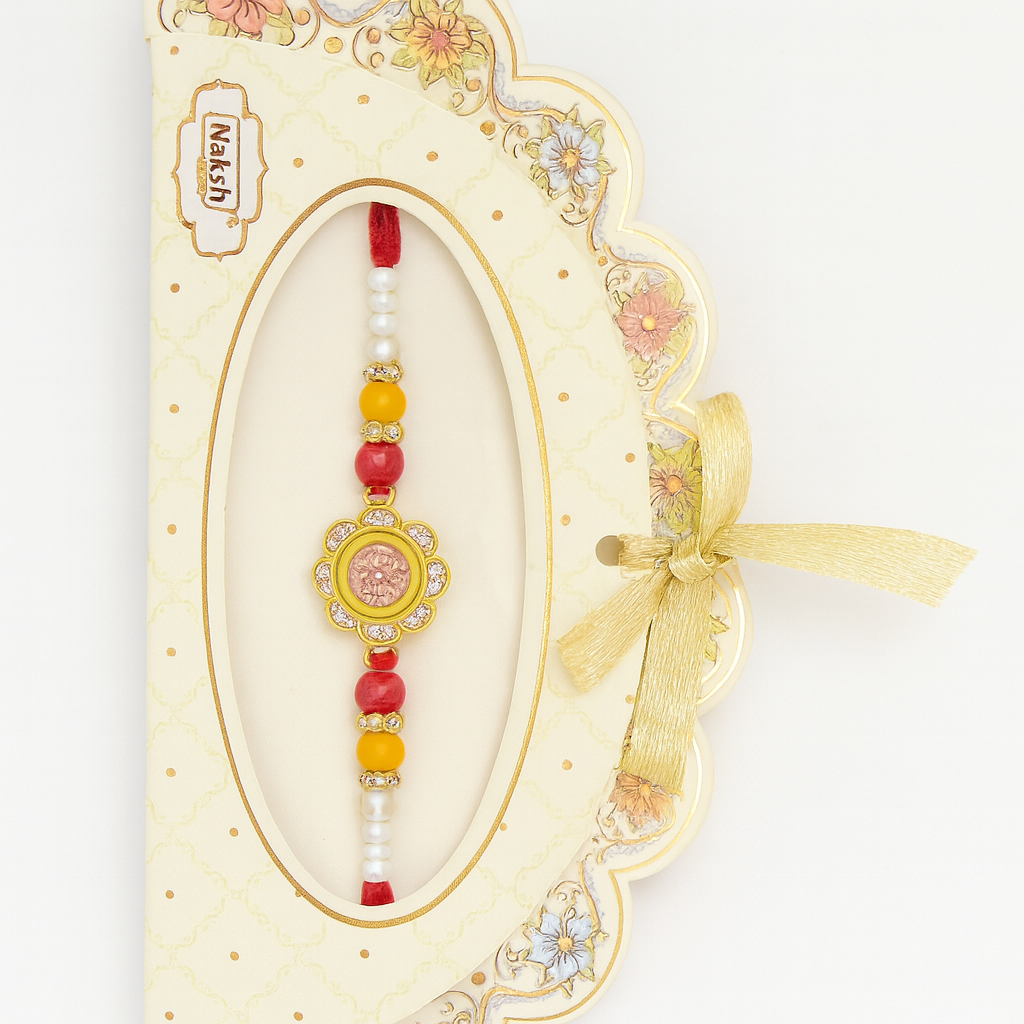 Floral Design Rakhi with Beads