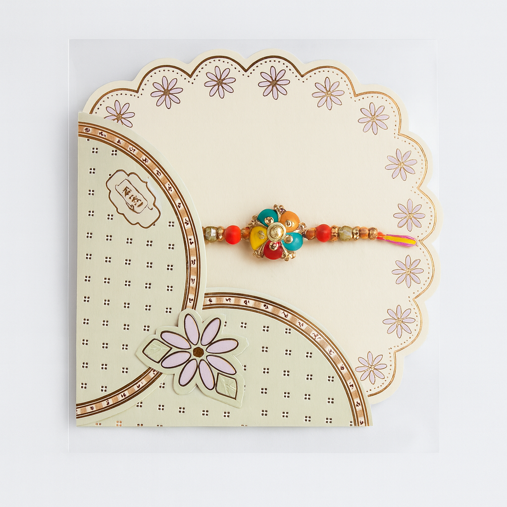Colorful Beaded Rakhi with Floral Motif
