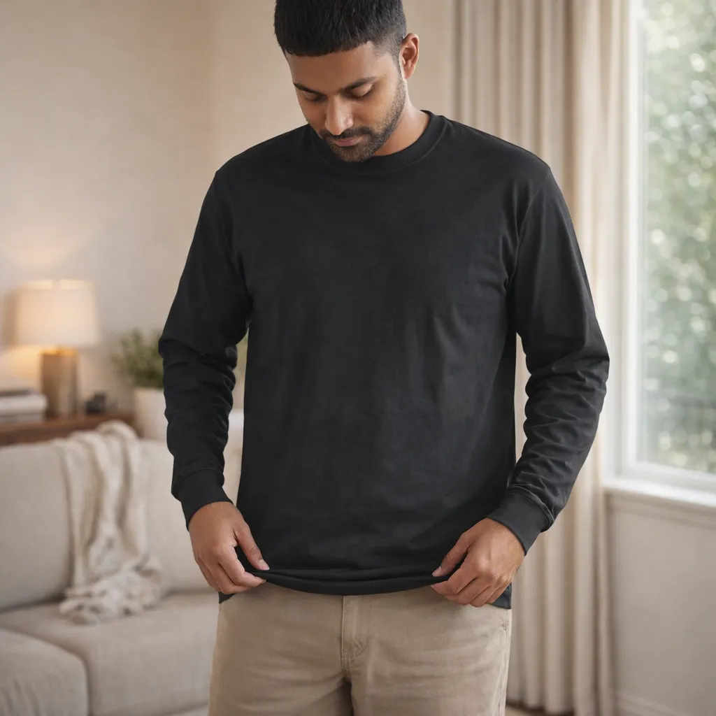 Black Long Sleeve Cotton T-Shirt image