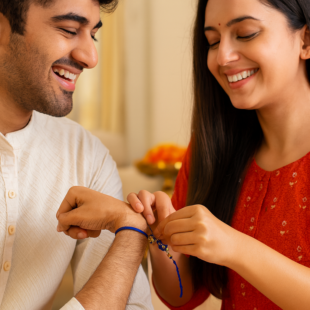 Evil Eye Dhaga Rakhi with Gold Beads image