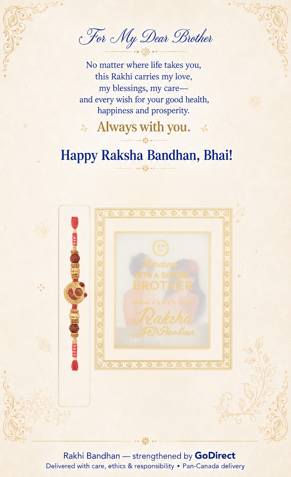 Designer Rudraksha Rakhi With Colorful Beads image