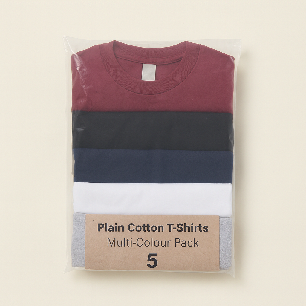 Plain Cotton T-Shirts Multi-Colour Pack