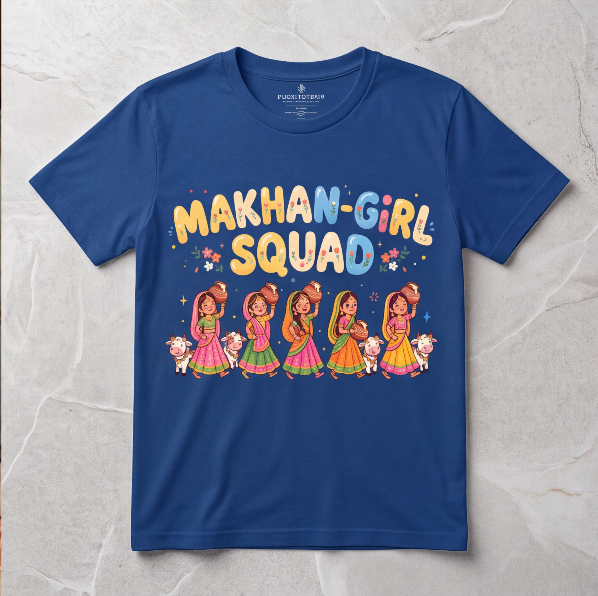 Makhan Girl Squad Blue Cotton T-Shirt