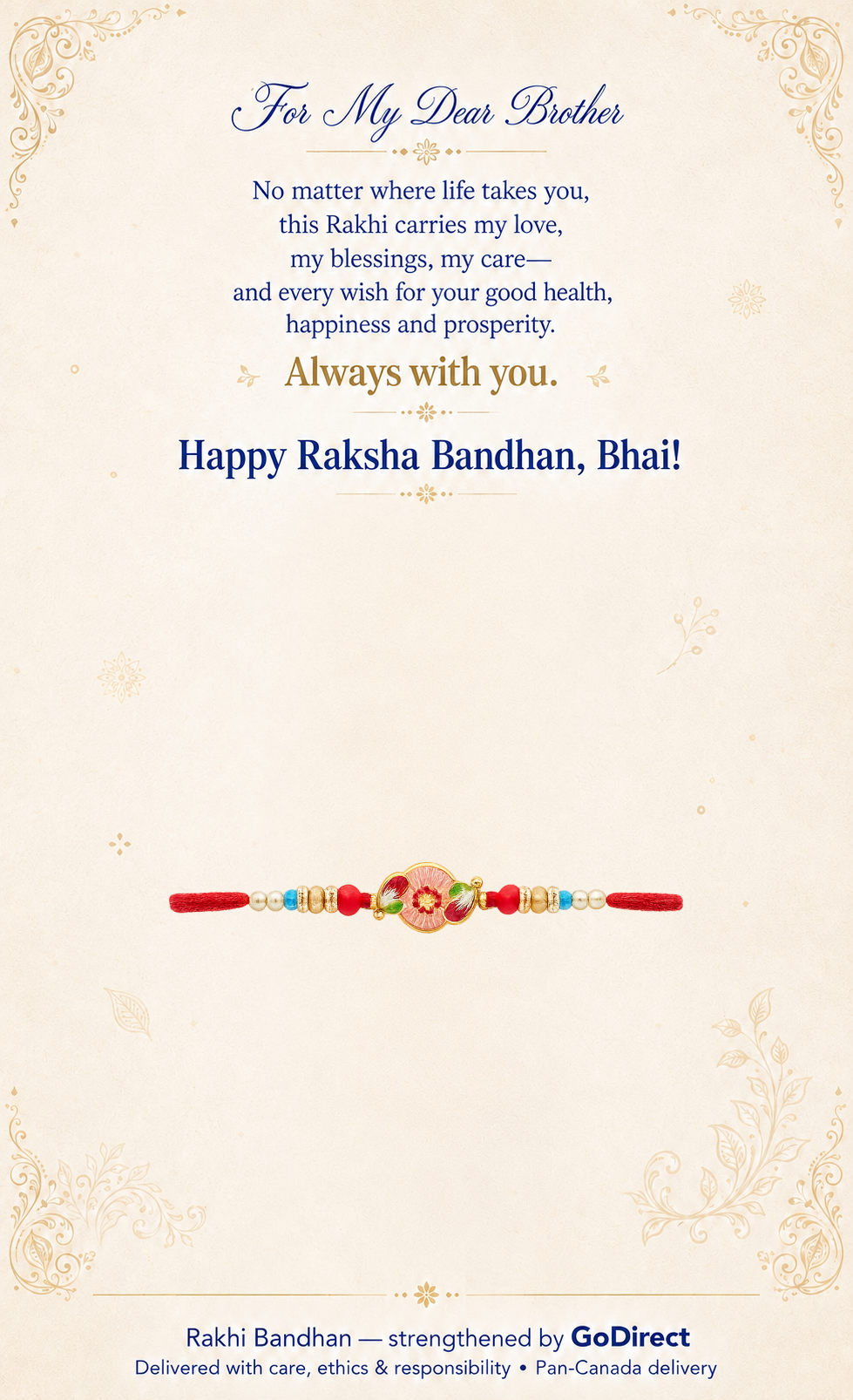 Traditional Rakhi with Beads and Floral Motif image