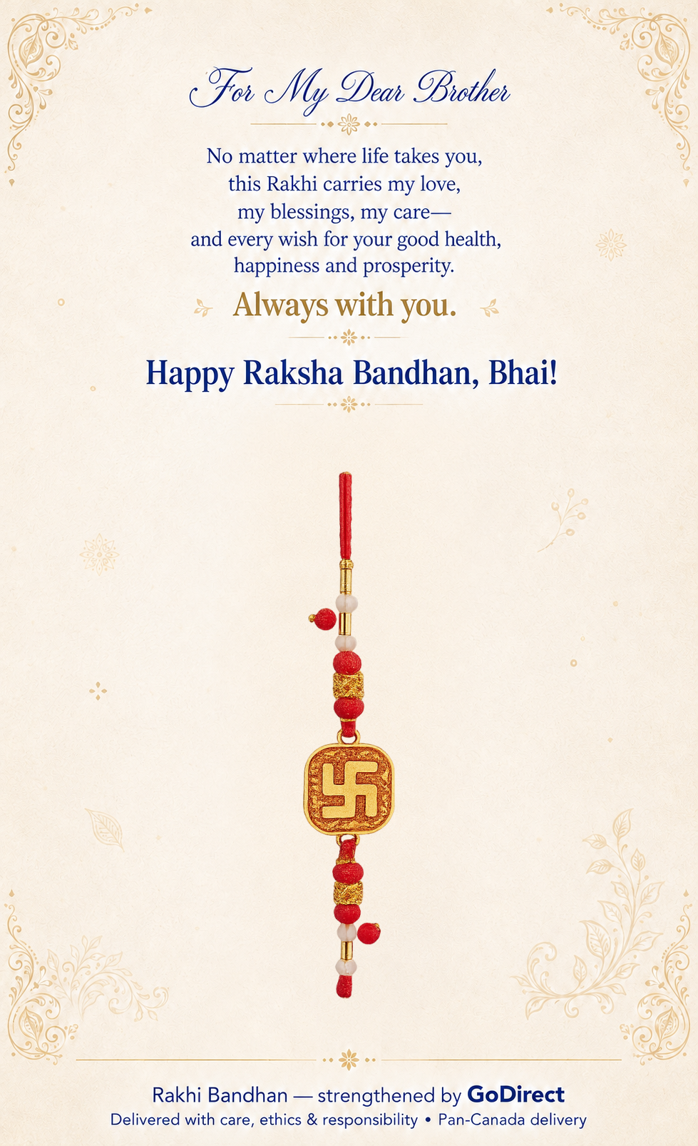 Swastik Rakhi with Red Thread image